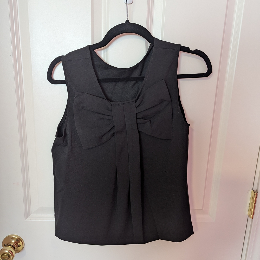 FRNCH Black Sleeveless Tie Front Blouse